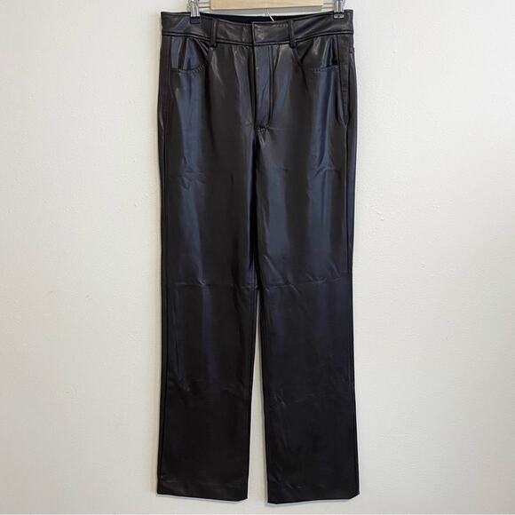 A.L.C. Vegan Leather Wide Leg Pants Brown Size 6 Career Faux Leather - Picture 1 of 9